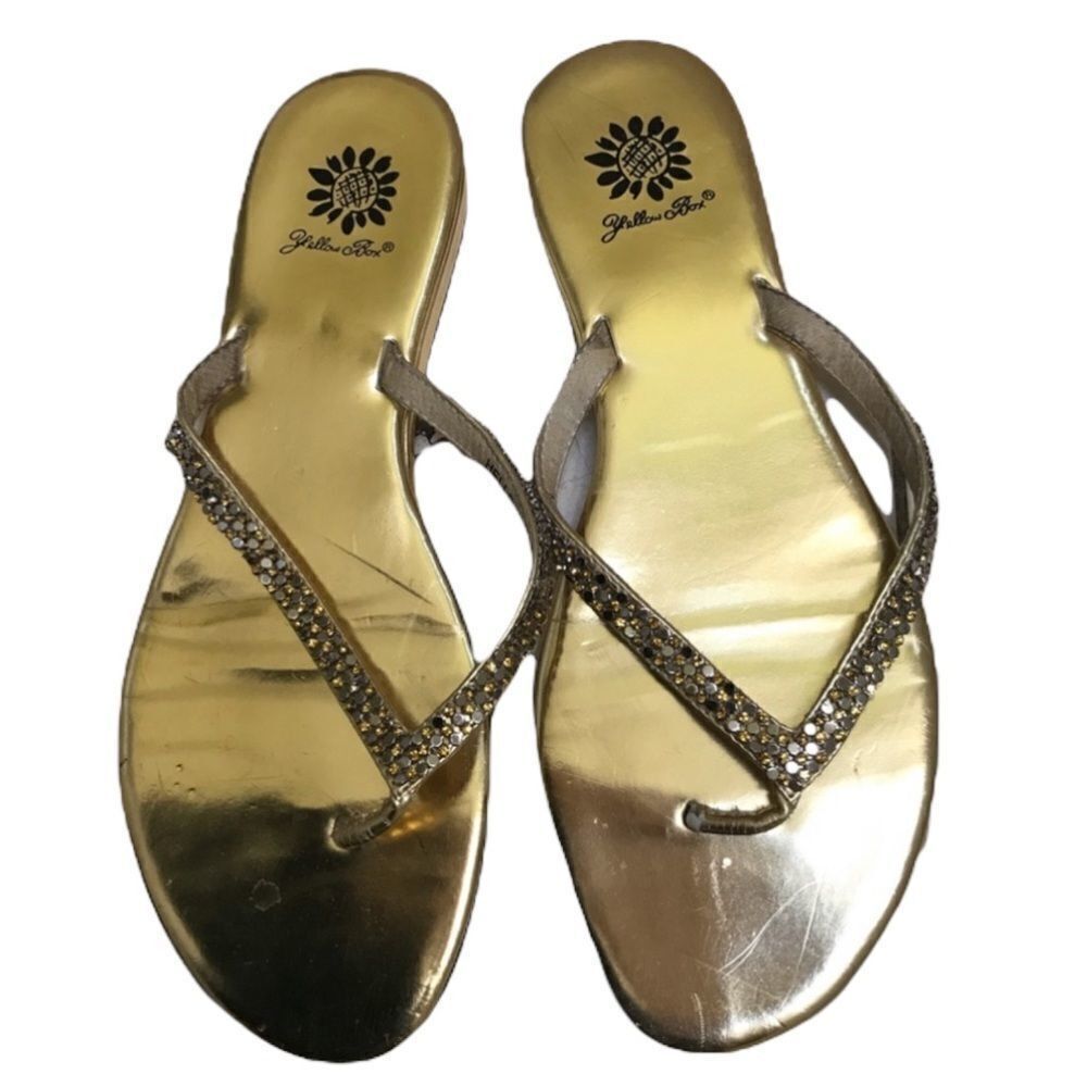 Yellow Box Gold Rhinestone Sandals